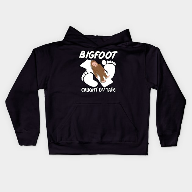 Funny Bigfoot Caught on Tape Kids Hoodie by amitsurti